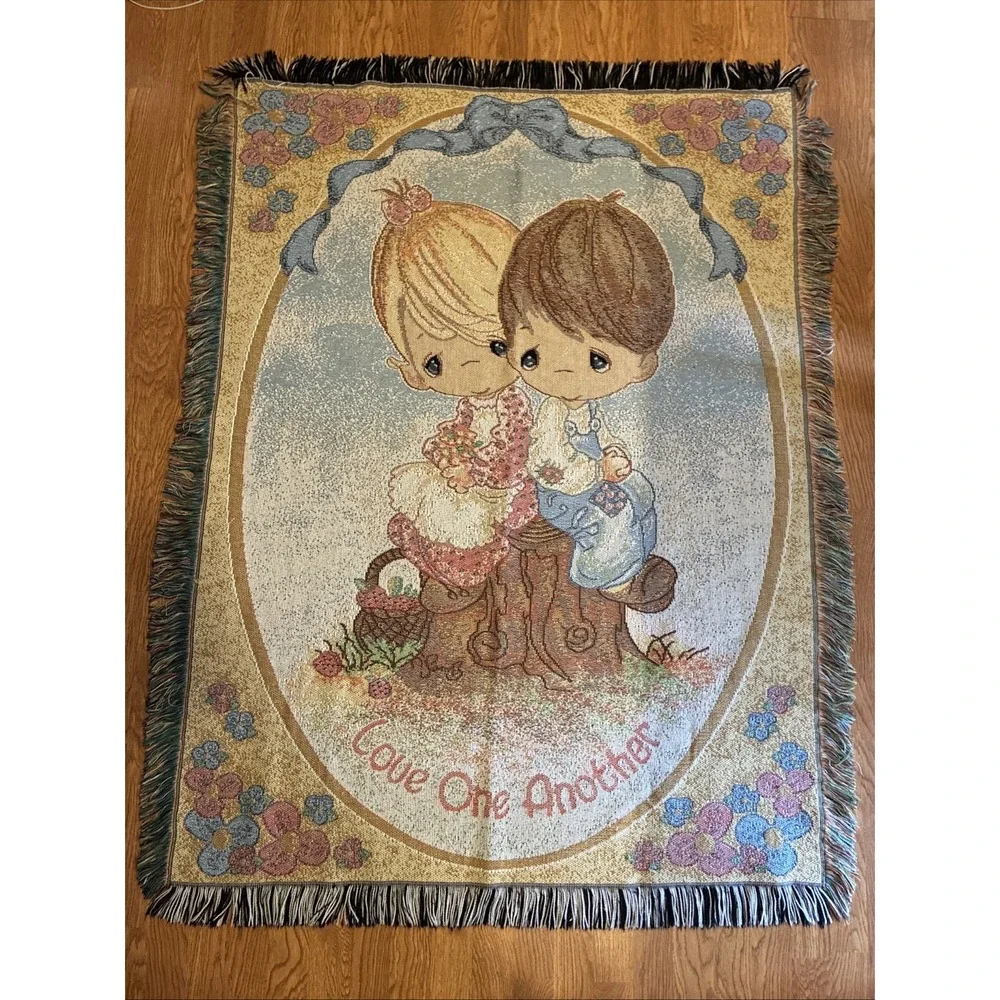 VINTAGE 1999 Precious Moments Tapestry Blanket 